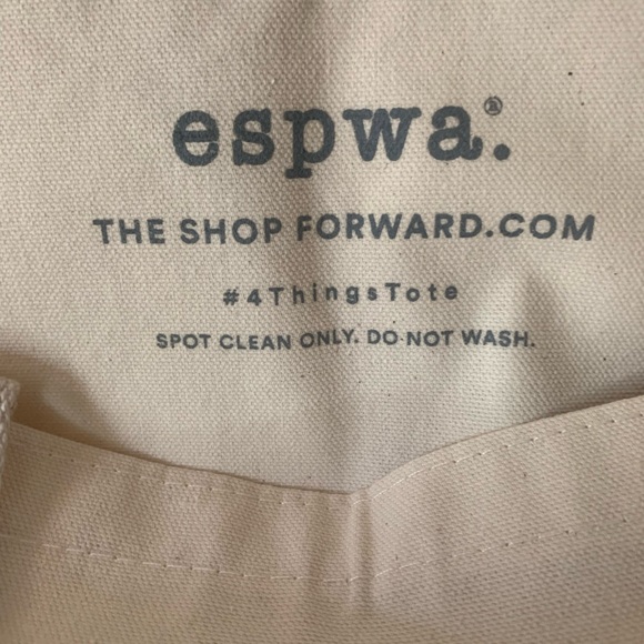 The Shop Forward ESPWA 4 Things TEACHER Canvas Tote Bag Cream Black - Picture 7 of 9